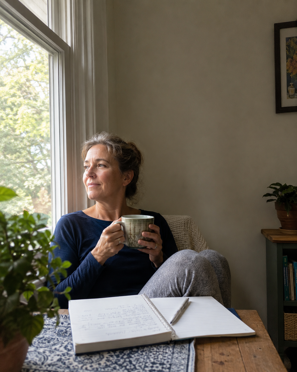 A woman taking a quiet moment for herself